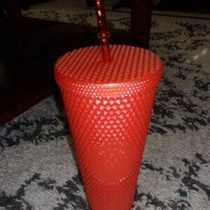 Starbucks Pearlized Orange Studded Tumbler Cup 24 oz Venti Fall